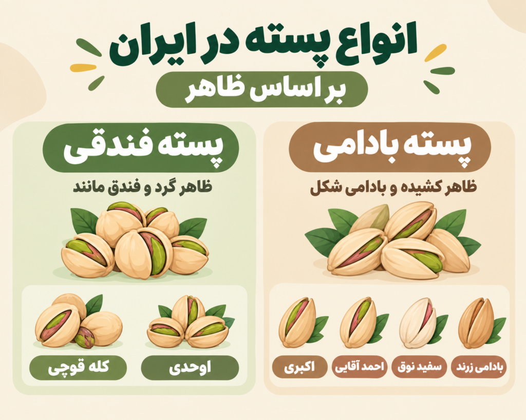 انواع پسته در ایران بر اساس ظاهر