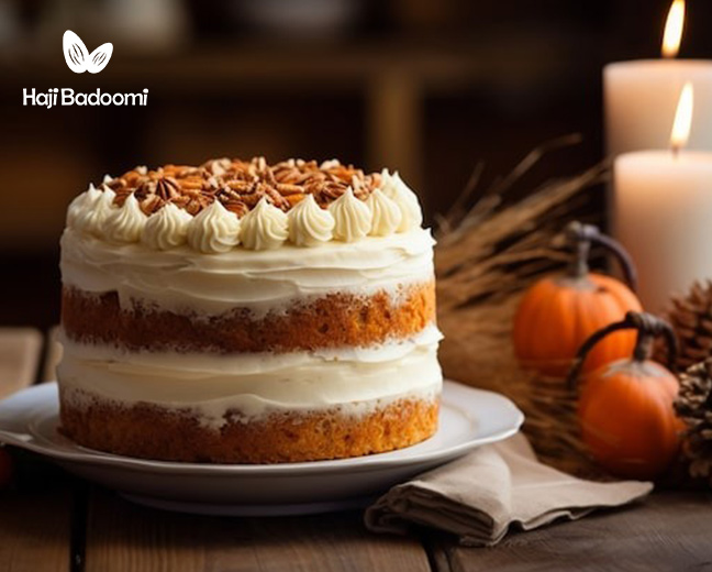طرز تهیه کیک کدو حلوایی با گردو و شیر و دارچین