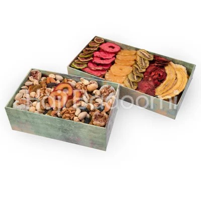 16. ست دوگانه باکس آجیل و میوه خشک طرح ترنج 1600 گرمی