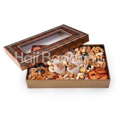 10. باکس آجیل یلدایی طرح خاتم ایران پنجره ای 900 گرمی