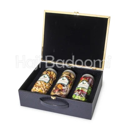 9. باکس میوه خشک لاکچری شیشه ای مدل نیهان 1100 گرمی