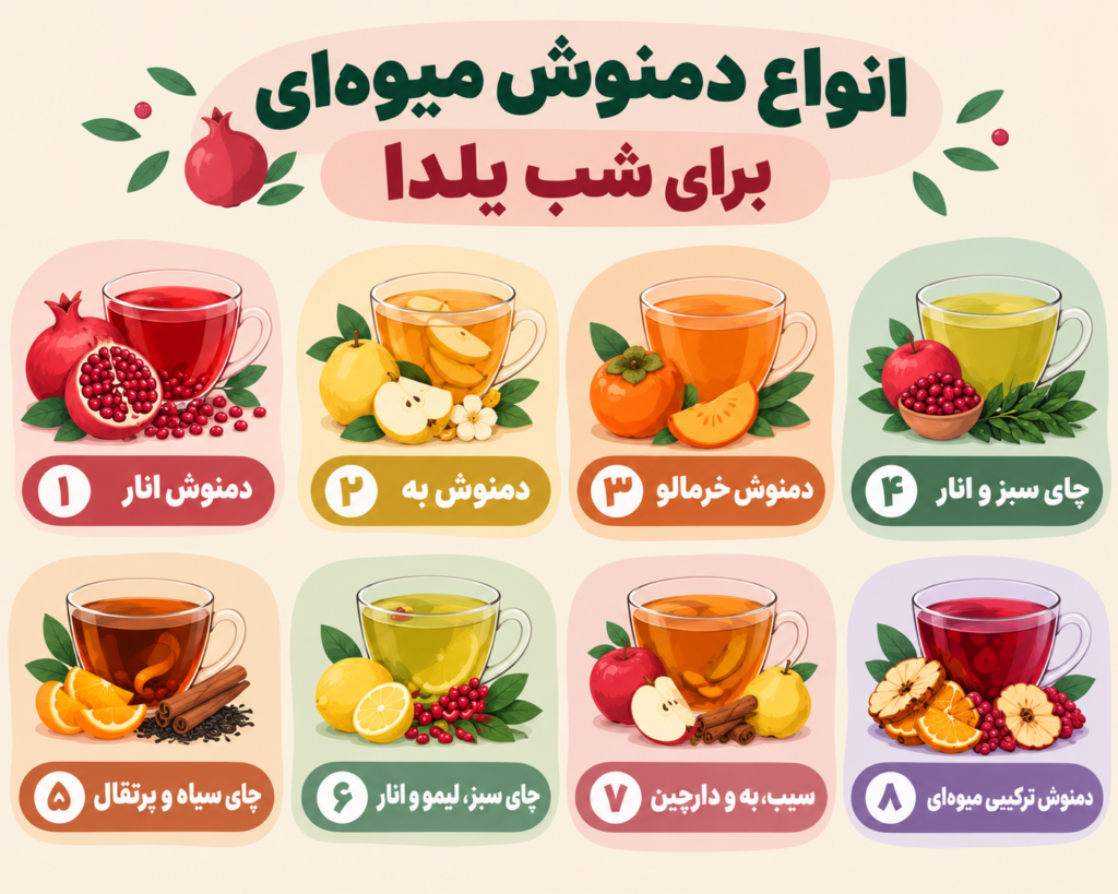 انواع دمنوش میوه ای برای شب یلدا