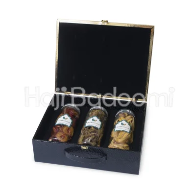 باکس میوه خشک لاکچری شیشه ای مدل مژان 900 گرمی