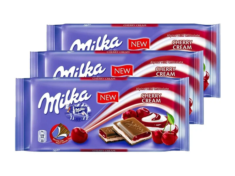 شکلات تخته ای میلکا با کرم گیلاس