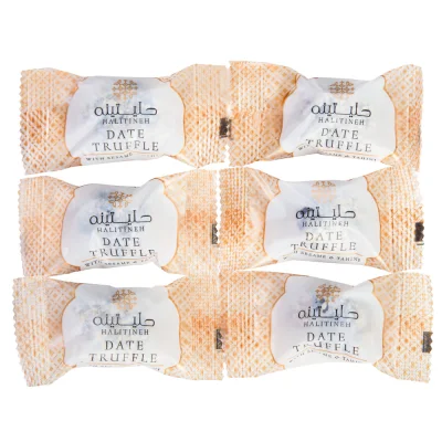 ترافل خرمایی با مغز ارده و روکش کنجد حلیتینه