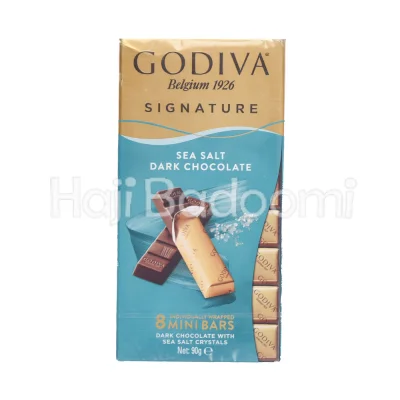 شکلات تخته ای گودیوا تلخ و نمک دریایی هشت انگشتی 90 گرمی