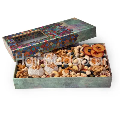 باکس آجیل یلدایی طرح ترنج پنجره ای 1000 گرمی