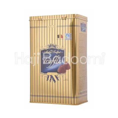 شکلات کادویی مایتر ترافات ترافل کلاسیک جعبه گلد فلزی 500 گرمی