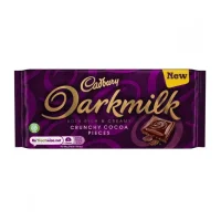 شکلات تخته ای با تکه های کرانچی کاکائو دارک میلک کدبری 85 گرمی