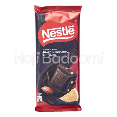 شکلات تخته ای نستله تلخ بادام و پرتقال 82 گرمی