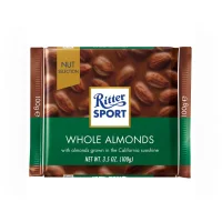 شکلات تخته ای با مغز بادام کامل ریتر اسپرت 100 گرمی