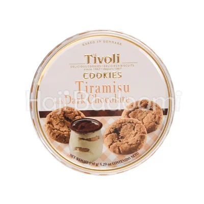 کوکی تیولی جعبه فلزی با طعم تیرامیسو و شکلات تلخ 150 گرمی