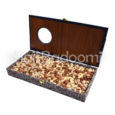 باکس آجیل خام طرح ترمه و چرم 900 گرمی