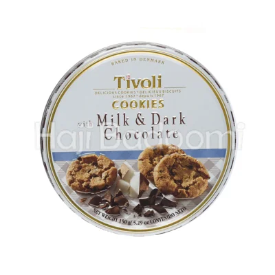 کوکی تیولی جعبه فلزی با طعم شیر و شکلات تلخ 150 گرمی