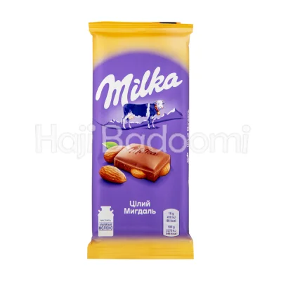 شکلات تخته ای شیری با مغز بادام کامل میلکا 100 گرمی