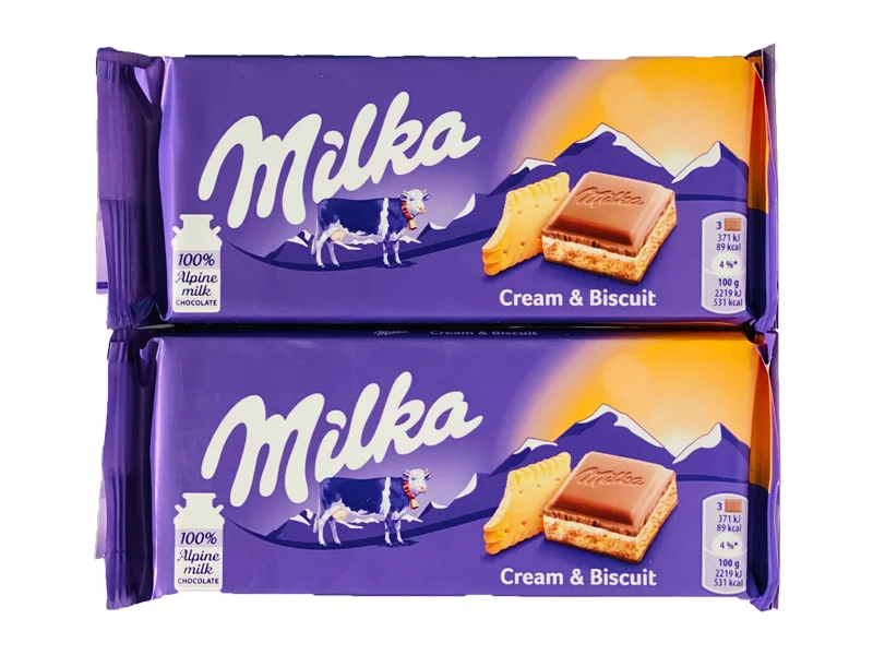 شکلات تخته ای میلکا با کرم بیسکوئیت