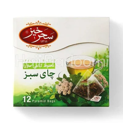 دمنوش مخلوط گیاهی چای سبز کیسه ای سحرخیز 12 عددی 24 گرمی
