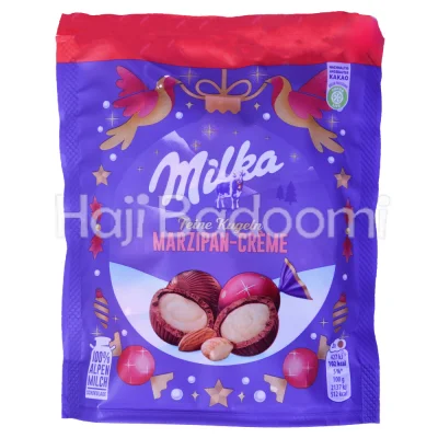 شکلات پاکتی پرالین توپی میلکا با مغزی مارزیپان 100 گرم