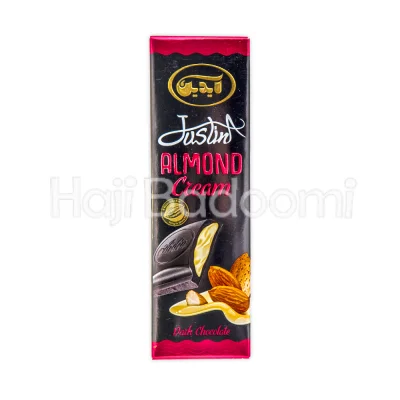 شکلات تخته ای تلخ مغزدار کرم بادام جاستینا آیدین 100 گرمی