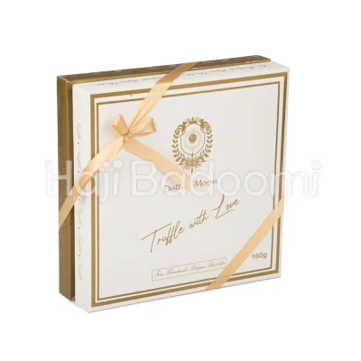 ترافل کادویی دوتایی مون  دست ساز سفید طلایی 160 گرمی