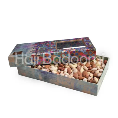 باکس آجیل خام طرح ترنج پنجره ای 1000 گرمی