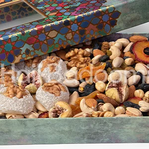 باکس آجیل یلدایی طرح ترنج پنجره ای 1000 گرمی