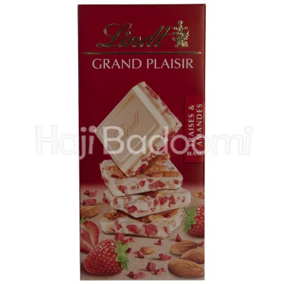 شکلات تخته ای لینت سفید با طعم بادام و توت فرنگی 150 گرمی