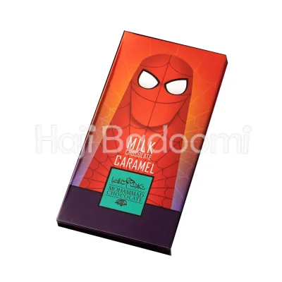 شکلات تخته ای محمد ساعدی نیا طرح اسپایدرمن شیری کارامل 40 گرمی