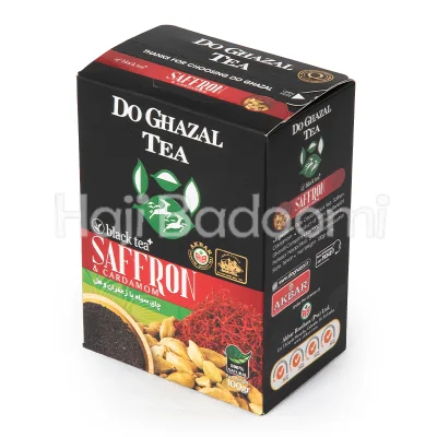 چای سیاه دو غزال با زعفران و هل 100 گرمی