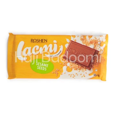 شکلات تخته ای لاکمی روشن شیری کنجدی 90 گرمی