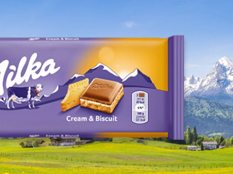 قیمت شکلات میلکا با کرم بیسکوئیت