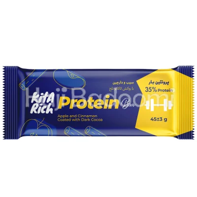 پروتئین بار کیتاریچ سیب و دارچین با روکش کاکائو تلخ 45 گرمی