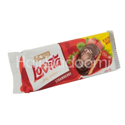 بیسکویت روشن لاویتا با ژله توت فرنگی و روکش شکلات 135 گرمی