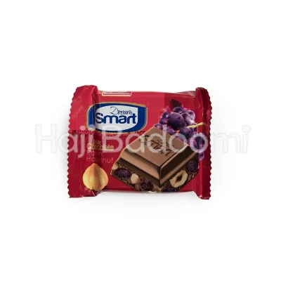 شکلات تخته ای شیری با مغزی کشمش و فندق دریم اسمارت شیرین عسل 50 گرمی