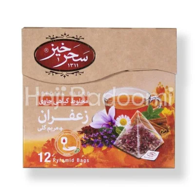 دمنوش زعفران و مریم گلی کیسه ای سحرخیز 12 عددی 24 گرمی