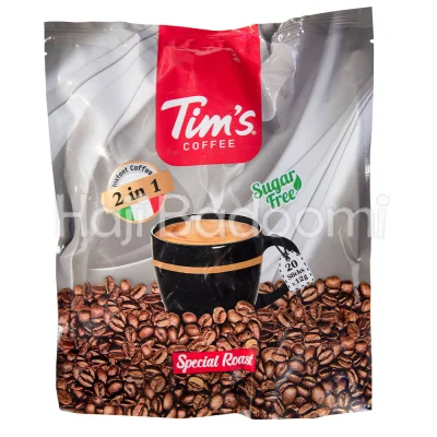 پودر مخلوط قهوه فوری بدون شکر رژیمی 2 در 1  تیمز 20 عددی