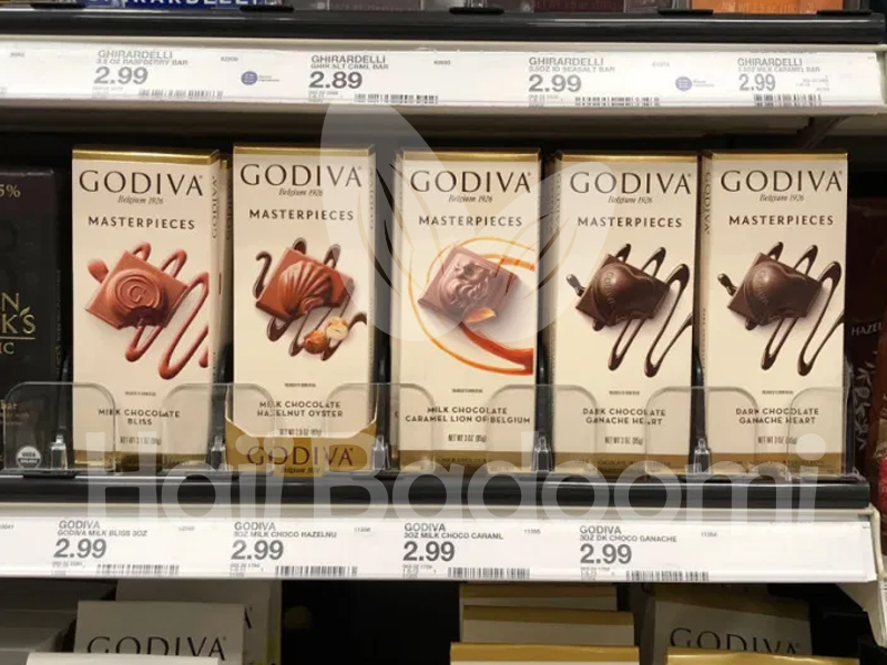نمایی از شکلات تخته‌ ای گودیوا (Godiva)